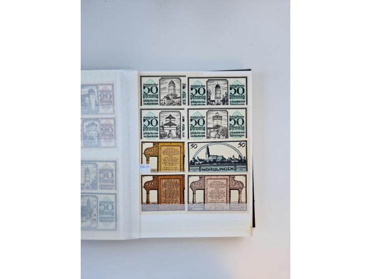 Notgeld-Serienscheine, saubere Sammlung in 16 meist dicken Steckalben, sauber nach Orten und Serien sortiert, überschlägig et