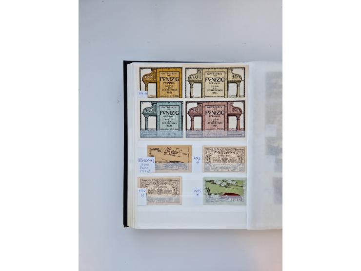 Notgeld-Serienscheine, saubere Sammlung in 16 meist dicken Steckalben, sauber nach Orten und Serien sortiert, überschlägig et