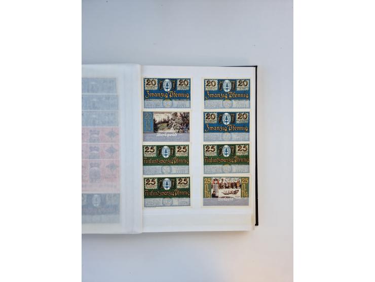 Notgeld-Serienscheine, saubere Sammlung in 16 meist dicken Steckalben, sauber nach Orten und Serien sortiert, überschlägig et