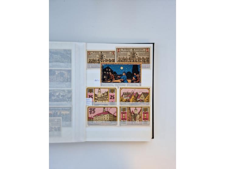 Notgeld-Serienscheine, saubere Sammlung in 16 meist dicken Steckalben, sauber nach Orten und Serien sortiert, überschlägig et