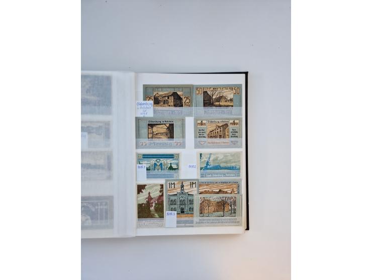 Notgeld-Serienscheine, saubere Sammlung in 16 meist dicken Steckalben, sauber nach Orten und Serien sortiert, überschlägig et