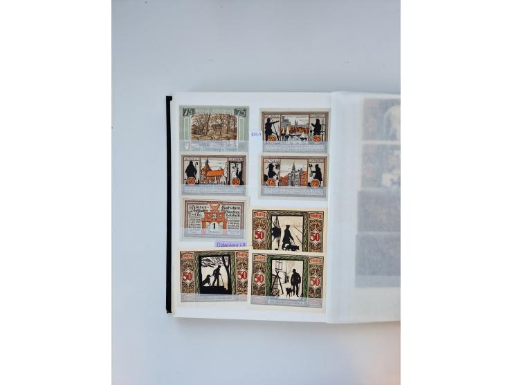 Notgeld-Serienscheine, saubere Sammlung in 16 meist dicken Steckalben, sauber nach Orten und Serien sortiert, überschlägig et