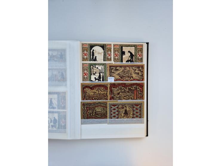 Notgeld-Serienscheine, saubere Sammlung in 16 meist dicken Steckalben, sauber nach Orten und Serien sortiert, überschlägig et