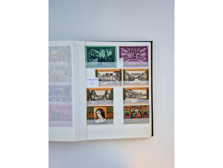 Notgeld-Serienscheine, saubere Sammlung in 16 meist dicken Steckalben, sauber nach Orten und Serien sortiert, überschlägig et