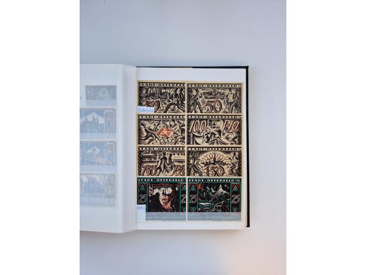 Notgeld-Serienscheine, saubere Sammlung in 16 meist dicken Steckalben, sauber nach Orten und Serien sortiert, überschlägig et