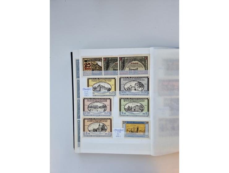Notgeld-Serienscheine, saubere Sammlung in 16 meist dicken Steckalben, sauber nach Orten und Serien sortiert, überschlägig et