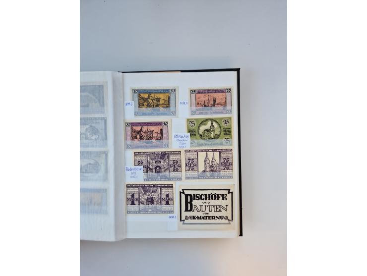 Notgeld-Serienscheine, saubere Sammlung in 16 meist dicken Steckalben, sauber nach Orten und Serien sortiert, überschlägig et