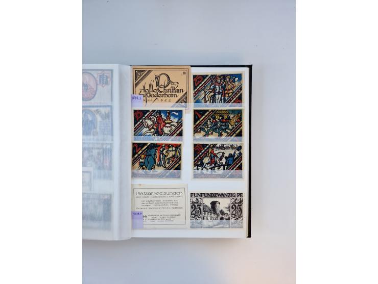 Notgeld-Serienscheine, saubere Sammlung in 16 meist dicken Steckalben, sauber nach Orten und Serien sortiert, überschlägig et