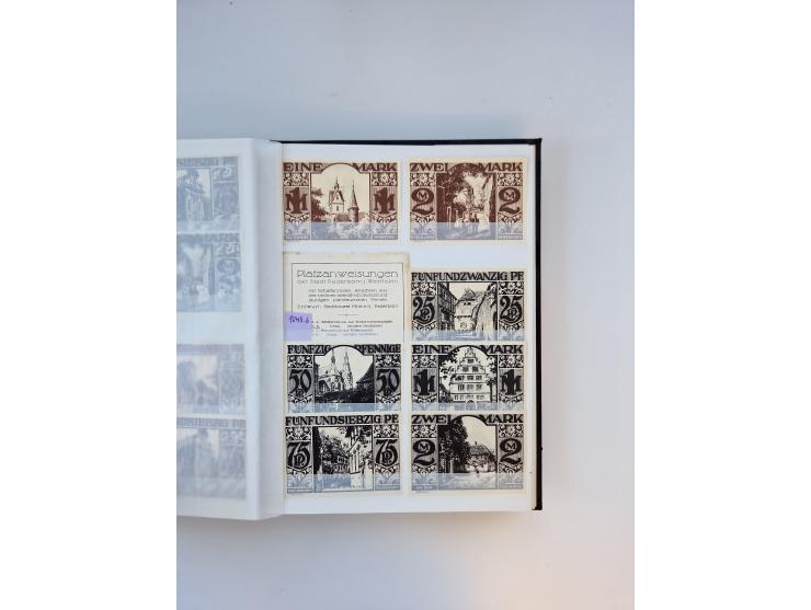 Notgeld-Serienscheine, saubere Sammlung in 16 meist dicken Steckalben, sauber nach Orten und Serien sortiert, überschlägig et