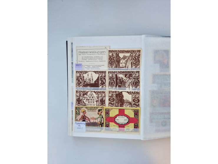 Notgeld-Serienscheine, saubere Sammlung in 16 meist dicken Steckalben, sauber nach Orten und Serien sortiert, überschlägig et