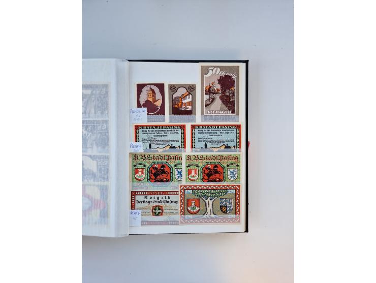 Notgeld-Serienscheine, saubere Sammlung in 16 meist dicken Steckalben, sauber nach Orten und Serien sortiert, überschlägig et