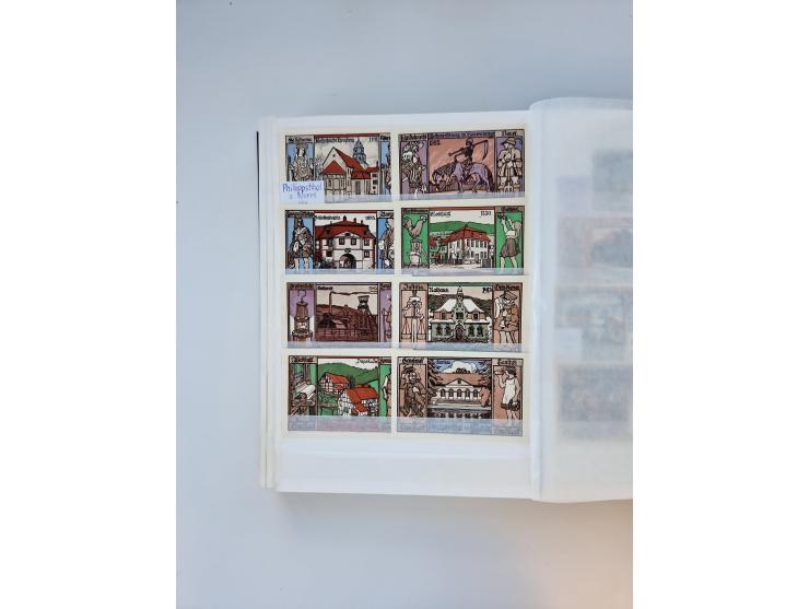 Notgeld-Serienscheine, saubere Sammlung in 16 meist dicken Steckalben, sauber nach Orten und Serien sortiert, überschlägig et