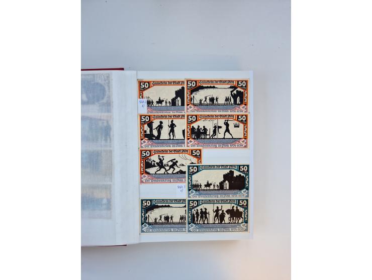 Notgeld-Serienscheine, saubere Sammlung in 16 meist dicken Steckalben, sauber nach Orten und Serien sortiert, überschlägig et