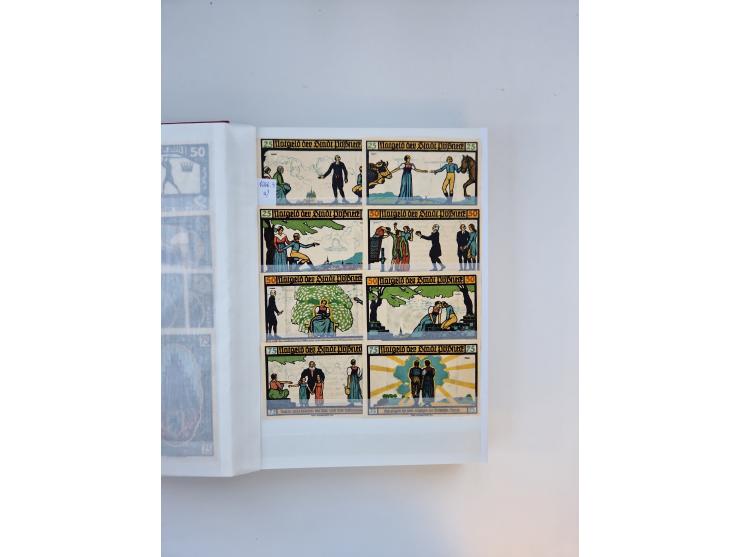 Notgeld-Serienscheine, saubere Sammlung in 16 meist dicken Steckalben, sauber nach Orten und Serien sortiert, überschlägig et