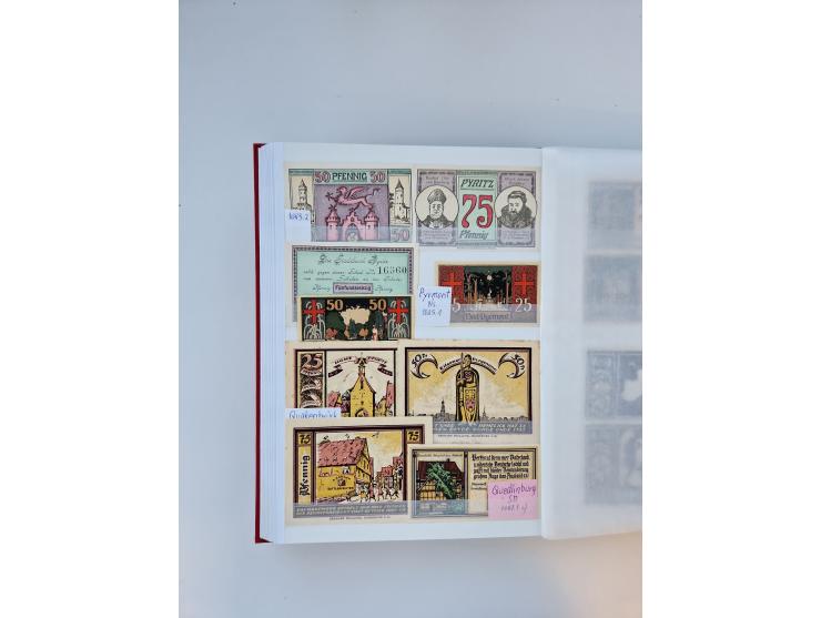 Notgeld-Serienscheine, saubere Sammlung in 16 meist dicken Steckalben, sauber nach Orten und Serien sortiert, überschlägig et