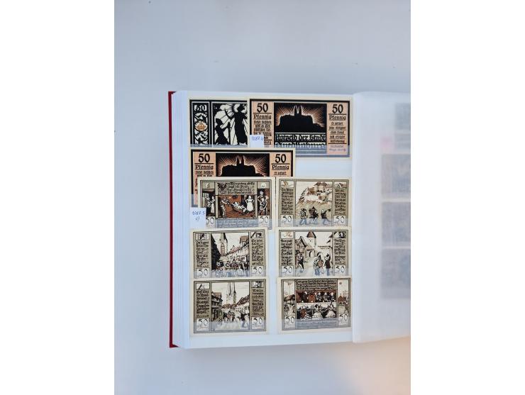 Notgeld-Serienscheine, saubere Sammlung in 16 meist dicken Steckalben, sauber nach Orten und Serien sortiert, überschlägig et