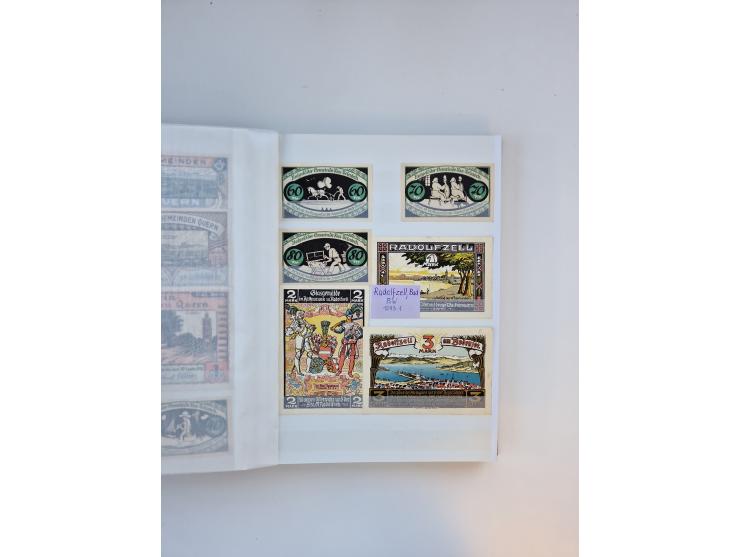 Notgeld-Serienscheine, saubere Sammlung in 16 meist dicken Steckalben, sauber nach Orten und Serien sortiert, überschlägig et