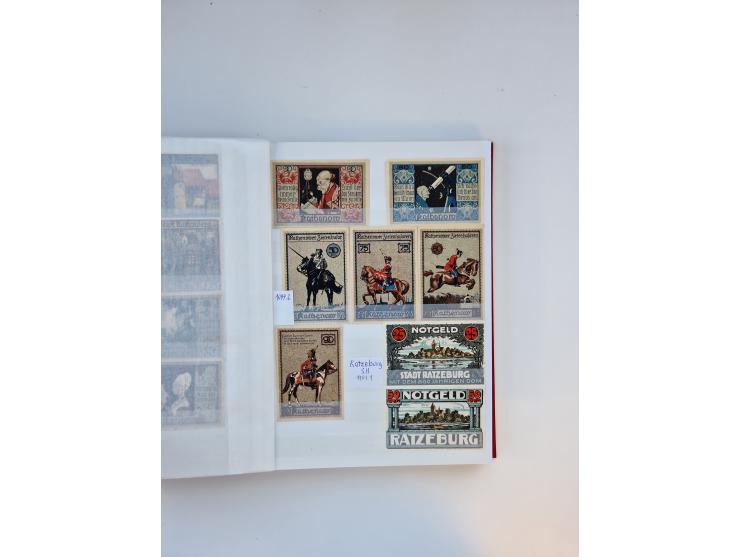 Notgeld-Serienscheine, saubere Sammlung in 16 meist dicken Steckalben, sauber nach Orten und Serien sortiert, überschlägig et