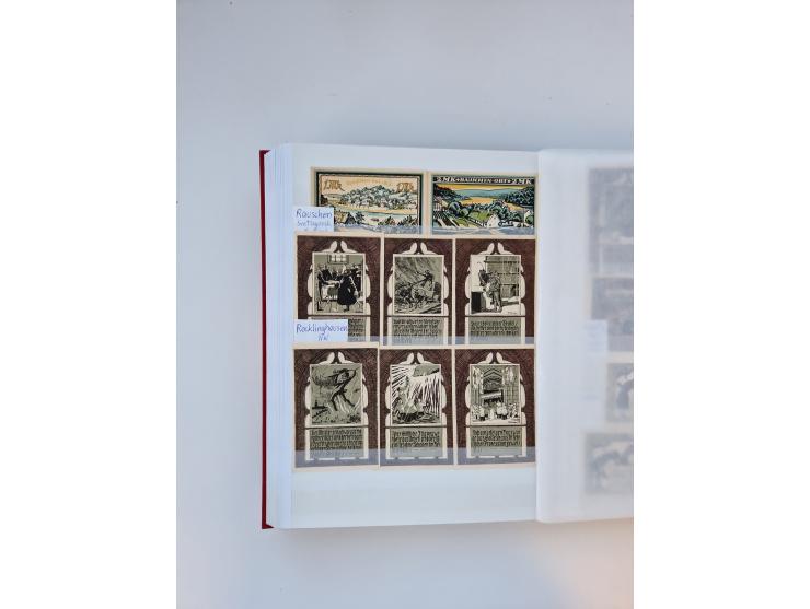 Notgeld-Serienscheine, saubere Sammlung in 16 meist dicken Steckalben, sauber nach Orten und Serien sortiert, überschlägig et