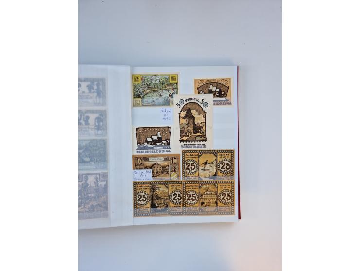 Notgeld-Serienscheine, saubere Sammlung in 16 meist dicken Steckalben, sauber nach Orten und Serien sortiert, überschlägig et