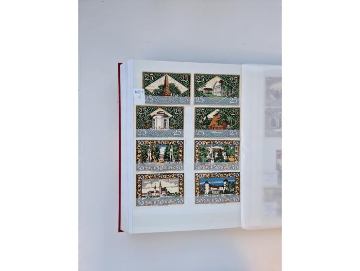 Notgeld-Serienscheine, saubere Sammlung in 16 meist dicken Steckalben, sauber nach Orten und Serien sortiert, überschlägig et