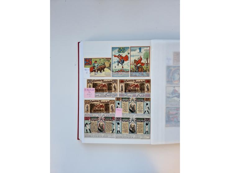 Notgeld-Serienscheine, saubere Sammlung in 16 meist dicken Steckalben, sauber nach Orten und Serien sortiert, überschlägig et