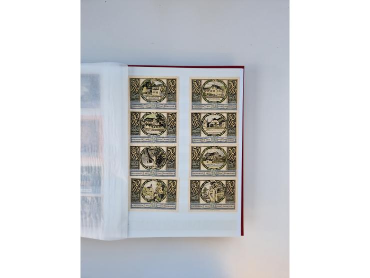 Notgeld-Serienscheine, saubere Sammlung in 16 meist dicken Steckalben, sauber nach Orten und Serien sortiert, überschlägig et