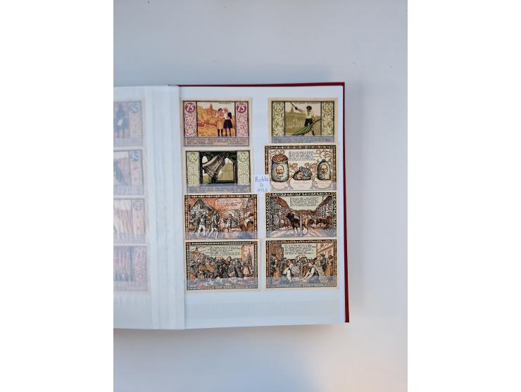 Notgeld-Serienscheine, saubere Sammlung in 16 meist dicken Steckalben, sauber nach Orten und Serien sortiert, überschlägig et