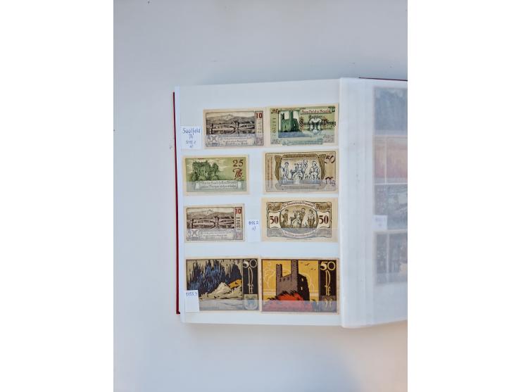 Notgeld-Serienscheine, saubere Sammlung in 16 meist dicken Steckalben, sauber nach Orten und Serien sortiert, überschlägig et