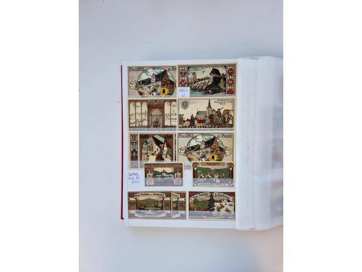 Notgeld-Serienscheine, saubere Sammlung in 16 meist dicken Steckalben, sauber nach Orten und Serien sortiert, überschlägig et