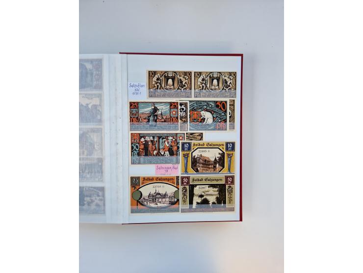 Notgeld-Serienscheine, saubere Sammlung in 16 meist dicken Steckalben, sauber nach Orten und Serien sortiert, überschlägig et