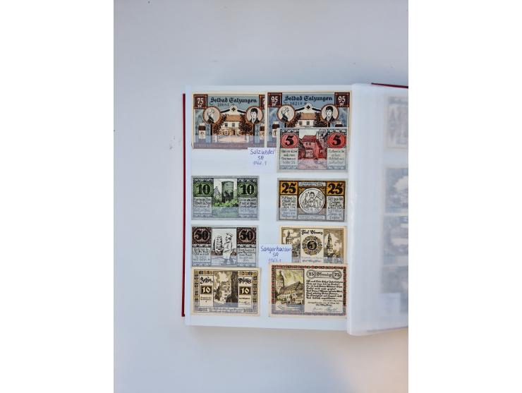 Notgeld-Serienscheine, saubere Sammlung in 16 meist dicken Steckalben, sauber nach Orten und Serien sortiert, überschlägig et