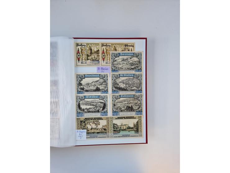 Notgeld-Serienscheine, saubere Sammlung in 16 meist dicken Steckalben, sauber nach Orten und Serien sortiert, überschlägig et