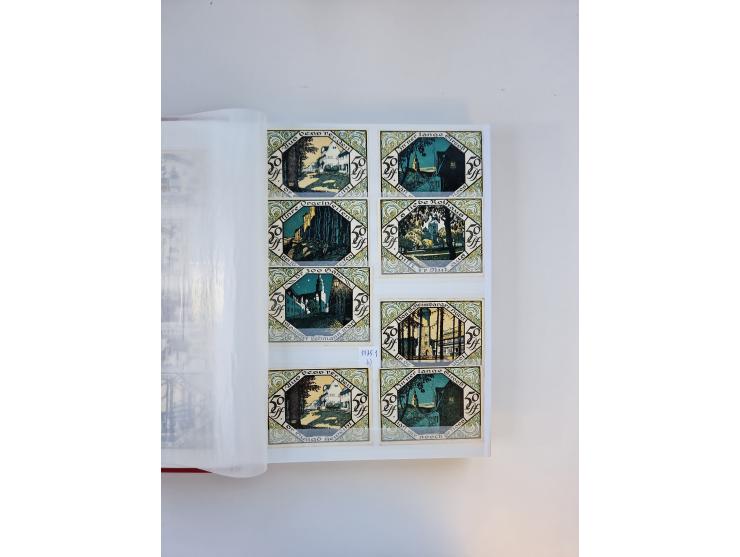 Notgeld-Serienscheine, saubere Sammlung in 16 meist dicken Steckalben, sauber nach Orten und Serien sortiert, überschlägig et