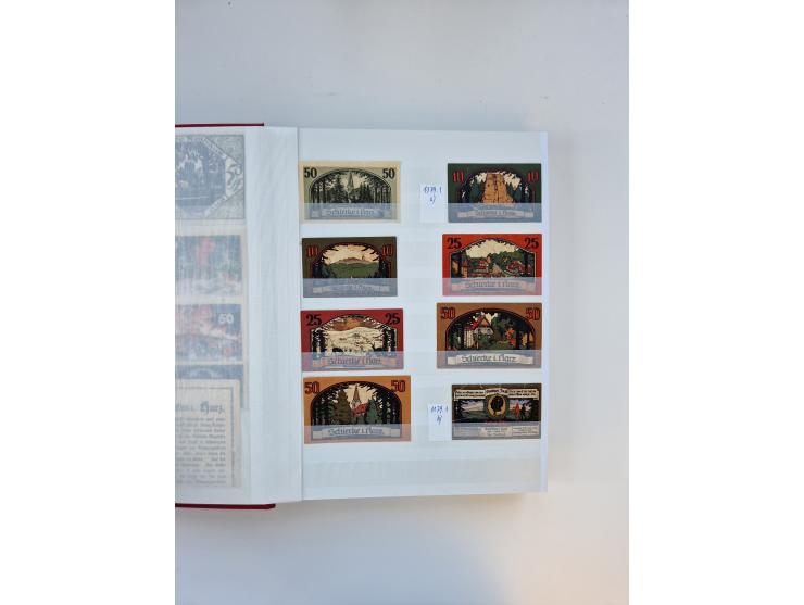 Notgeld-Serienscheine, saubere Sammlung in 16 meist dicken Steckalben, sauber nach Orten und Serien sortiert, überschlägig et