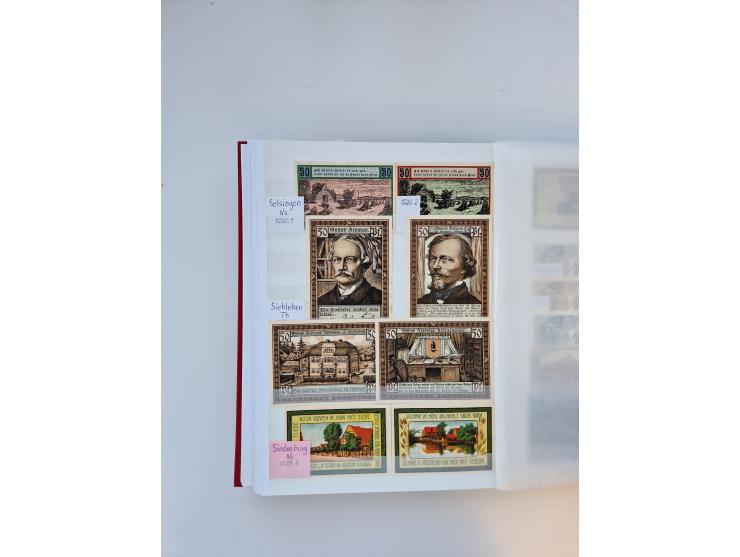 Notgeld-Serienscheine, saubere Sammlung in 16 meist dicken Steckalben, sauber nach Orten und Serien sortiert, überschlägig et