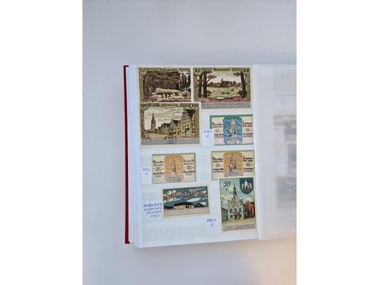 Notgeld-Serienscheine, saubere Sammlung in 16 meist dicken Steckalben, sauber nach Orten und Serien sortiert, überschlägig et