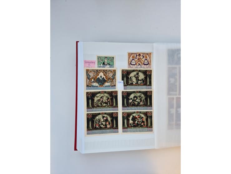 Notgeld-Serienscheine, saubere Sammlung in 16 meist dicken Steckalben, sauber nach Orten und Serien sortiert, überschlägig et