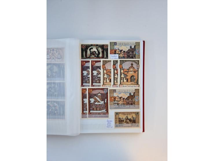 Notgeld-Serienscheine, saubere Sammlung in 16 meist dicken Steckalben, sauber nach Orten und Serien sortiert, überschlägig et