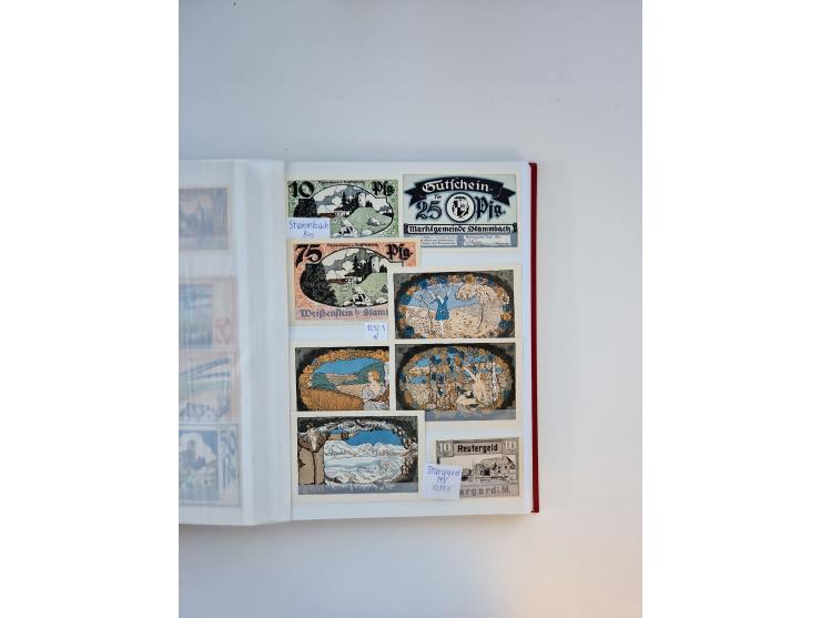 Notgeld-Serienscheine, saubere Sammlung in 16 meist dicken Steckalben, sauber nach Orten und Serien sortiert, überschlägig et