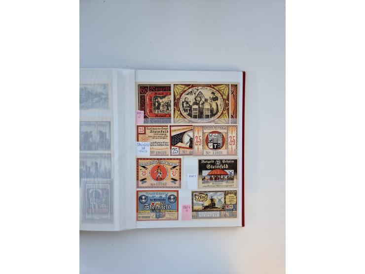 Notgeld-Serienscheine, saubere Sammlung in 16 meist dicken Steckalben, sauber nach Orten und Serien sortiert, überschlägig et