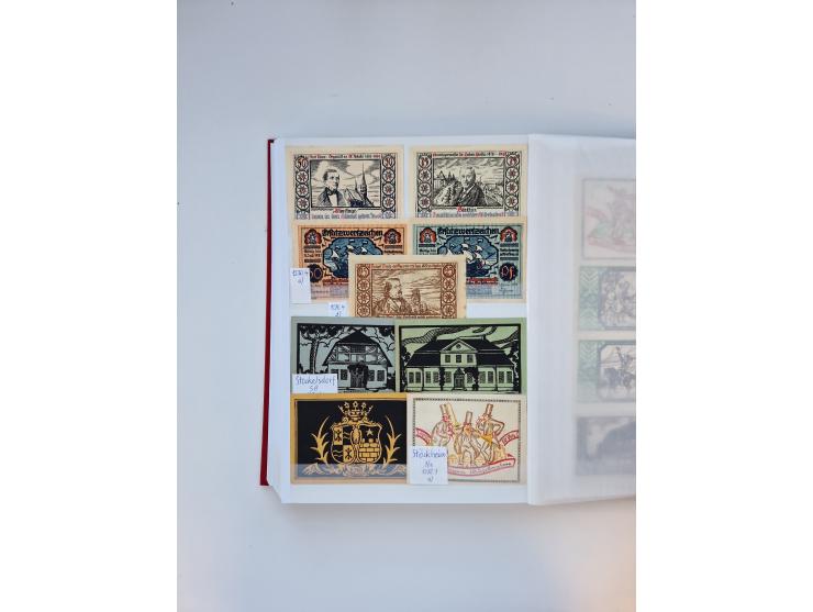 Notgeld-Serienscheine, saubere Sammlung in 16 meist dicken Steckalben, sauber nach Orten und Serien sortiert, überschlägig et