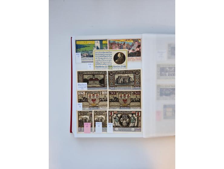 Notgeld-Serienscheine, saubere Sammlung in 16 meist dicken Steckalben, sauber nach Orten und Serien sortiert, überschlägig et