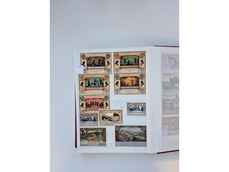 Notgeld-Serienscheine, saubere Sammlung in 16 meist dicken Steckalben, sauber nach Orten und Serien sortiert, überschlägig et