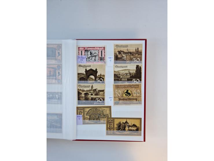 Notgeld-Serienscheine, saubere Sammlung in 16 meist dicken Steckalben, sauber nach Orten und Serien sortiert, überschlägig et