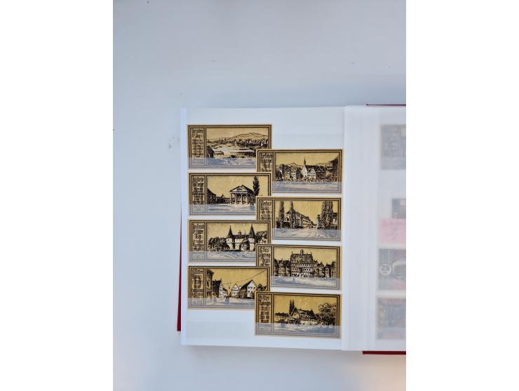 Notgeld-Serienscheine, saubere Sammlung in 16 meist dicken Steckalben, sauber nach Orten und Serien sortiert, überschlägig et