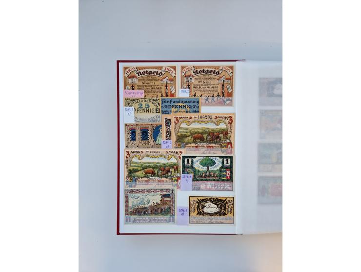 Notgeld-Serienscheine, saubere Sammlung in 16 meist dicken Steckalben, sauber nach Orten und Serien sortiert, überschlägig et