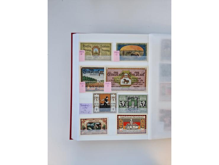 Notgeld-Serienscheine, saubere Sammlung in 16 meist dicken Steckalben, sauber nach Orten und Serien sortiert, überschlägig et