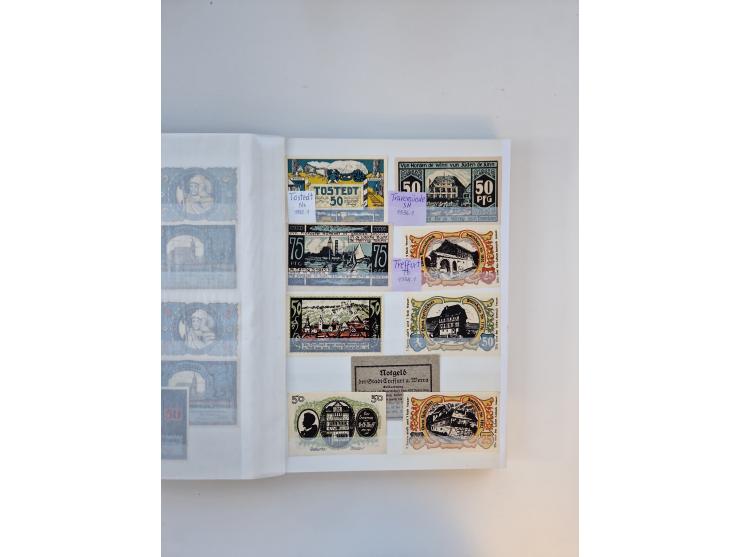 Notgeld-Serienscheine, saubere Sammlung in 16 meist dicken Steckalben, sauber nach Orten und Serien sortiert, überschlägig et