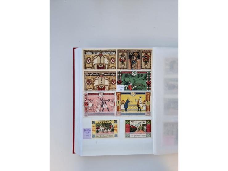 Notgeld-Serienscheine, saubere Sammlung in 16 meist dicken Steckalben, sauber nach Orten und Serien sortiert, überschlägig et